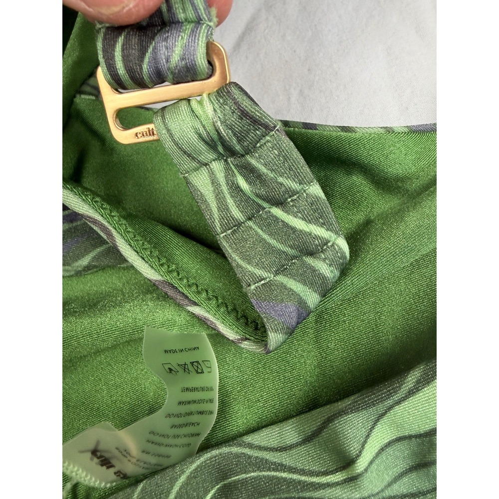 Cult Gaia Camari One Piece Swimsuit Saltation Basil Multi Green Cutout XL NEW - Picture 6 of 7